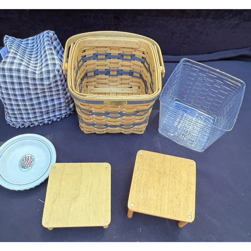 Longaberger Collectors Club Miniature 2 Pie Basket Risers Bonnie Pie Plate Mint!